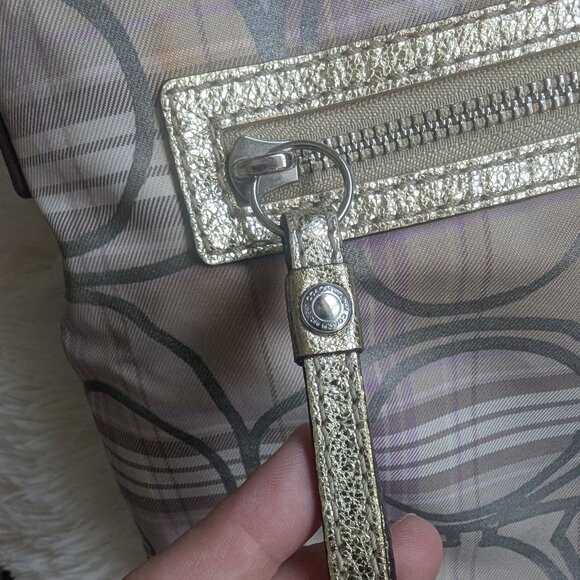 Coach, Tartan Plaid Cream Lavender Grey Signature Fabric Crossbody Bag - Picture 7 of 16